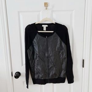 Neiman Marcus Leather & Cashmere Cardigan